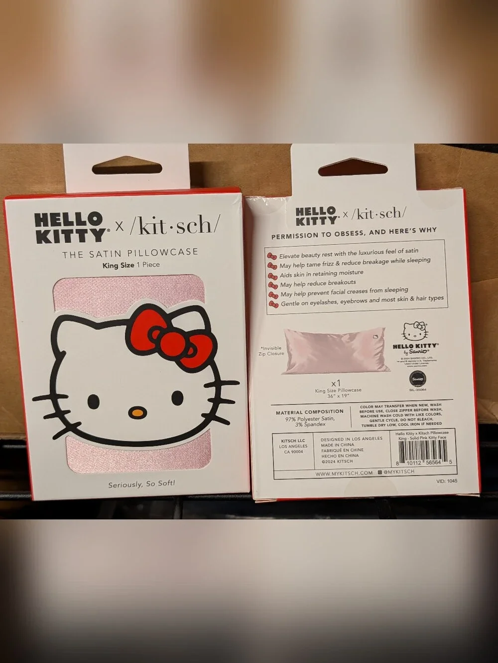 2 New, Kitsch x Hello Kitty Satin Pillowcases (King) - Picture 2 of 2